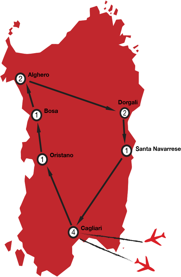 Map of Sardinia Tour