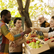 Clients purchase healthy fresh products