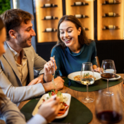 Colleagues Having Fun Sharing Lunch at Restaurant