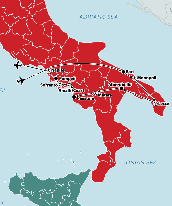 Very Best of Southern Italy Map for website